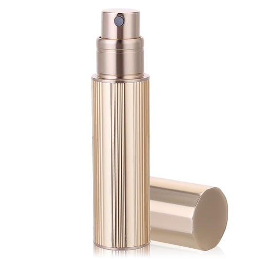 Bewudy 5ml Perfume Atomizer Bottle Refillable, Travel Size Perfume Atomiser Refillable, Stripe Design Portable Atomiser Spray(Gold)