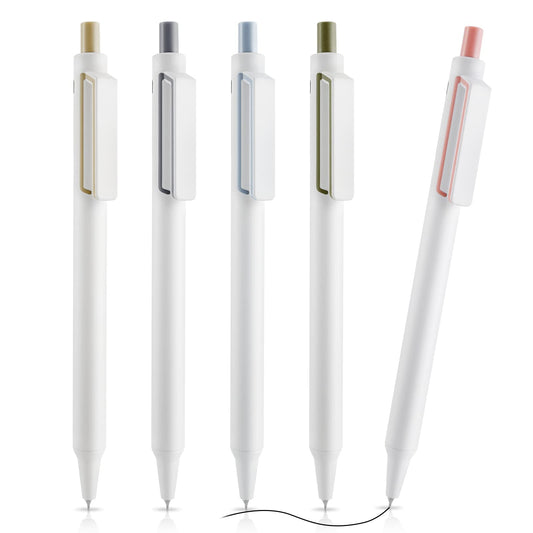 cobee Aesthetic Gel Ink Pens, 0.5mm Retractable Pastel Ballpoint Pen Cute Ball Point Pen Smooth Writing Black Ink Pens School Office Gift Supplies 5 Pcs