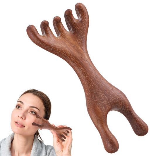 HJZHII Manual Scalp Massager, Wooden Scalp Massage 2 in 1 Sandalwood Gua Sha Massager Five Claw Gua Sha Comb Wood Head Scratcher for Women Men Meridian Comb for Head Neck Hands