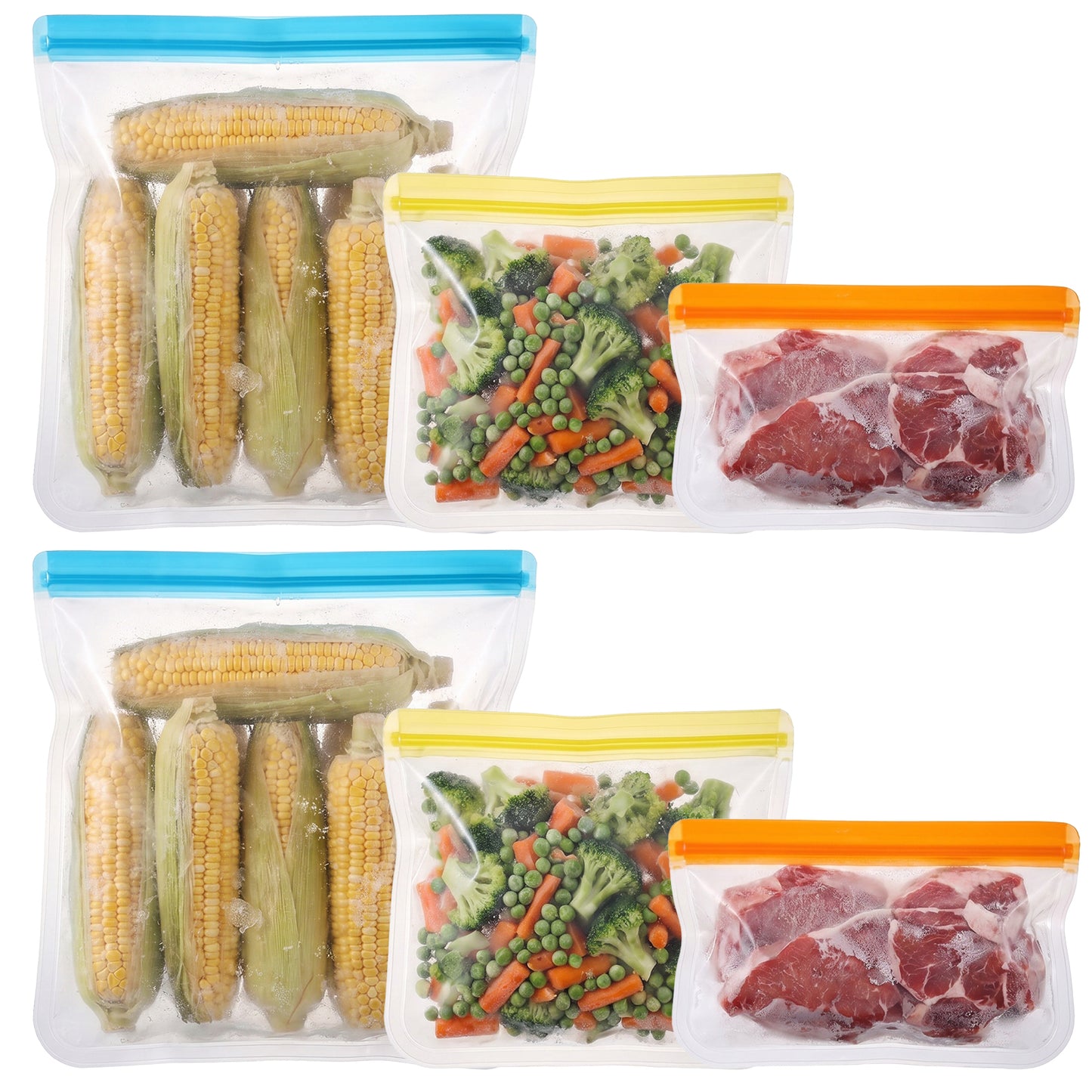 JJUNW 6 Pcs Reusable Gallon Freezer Bags, Sandwich Bags Food Storage Bag, Freezer Bag Frozen Food Containers Dishwasher Safe For Marinate Meats, Fruits, Sandwich, Snack, Camping Travel Items