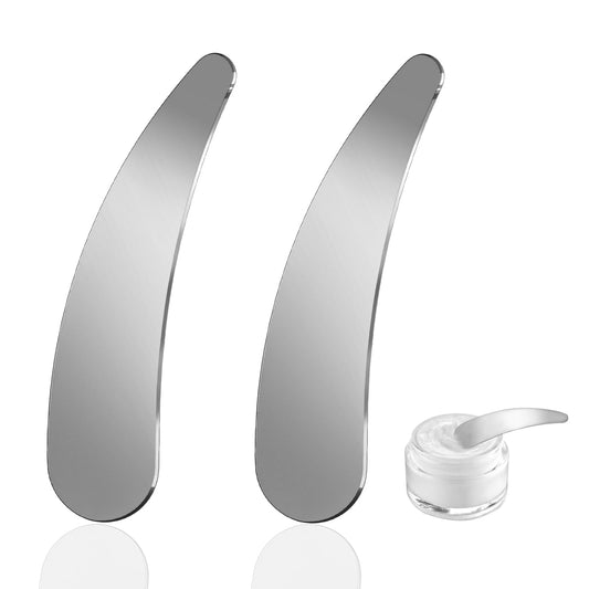 Molain 2Pcs Mini Metal Cosmetic Spatulas, Skincare SpatulaMixing and Sampling Makeup Beauty Tools for Skin Care Creams, Eye Cream, Essences Beauty Accessories(2PCS)