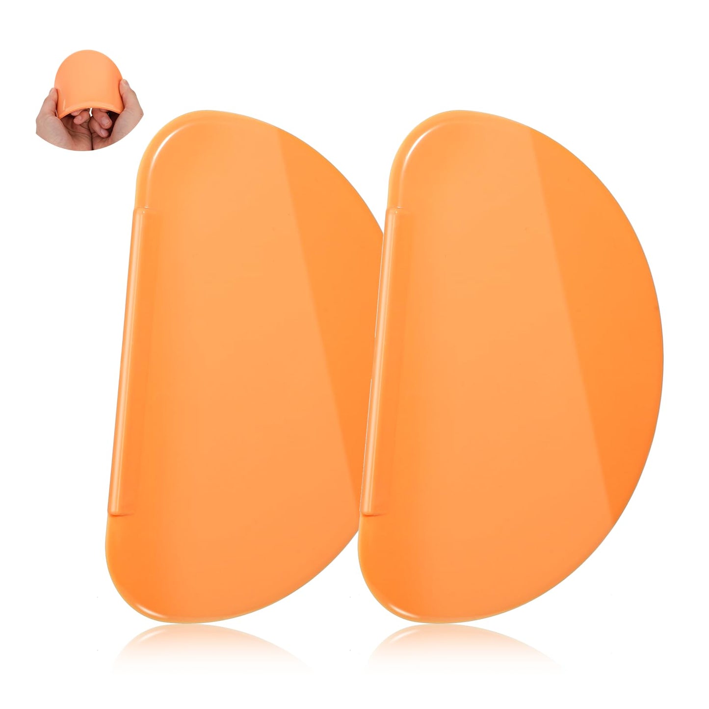 Molain Flexible Curved Edge Silicone Bowl Scraper, Food Grade Dough Scraper for Baking Sourdough Bread, Cake, Bench Scrapers, Multipurpose Kitchen Dish Scrapers Mixing Bowl Scraper Cutter(2Pcs Orange)