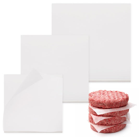 Molain 150Pcs Unbleached Parchment Paper, 4/5/6in Burger Patty Paper Non-Stick Baking Wax Paper Sheets for Seperating Patty, Cookies, Baking, Wrapping Candies, BBQ (Square)