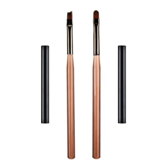 Bewudy Nail Art Clean Up Brushes,2 Pcs Round&Angled Nail Brushes for Nail Art Design & Polish Mistake Cleaning, Fingernail Cleaning Brushes for Nail Art and Designs