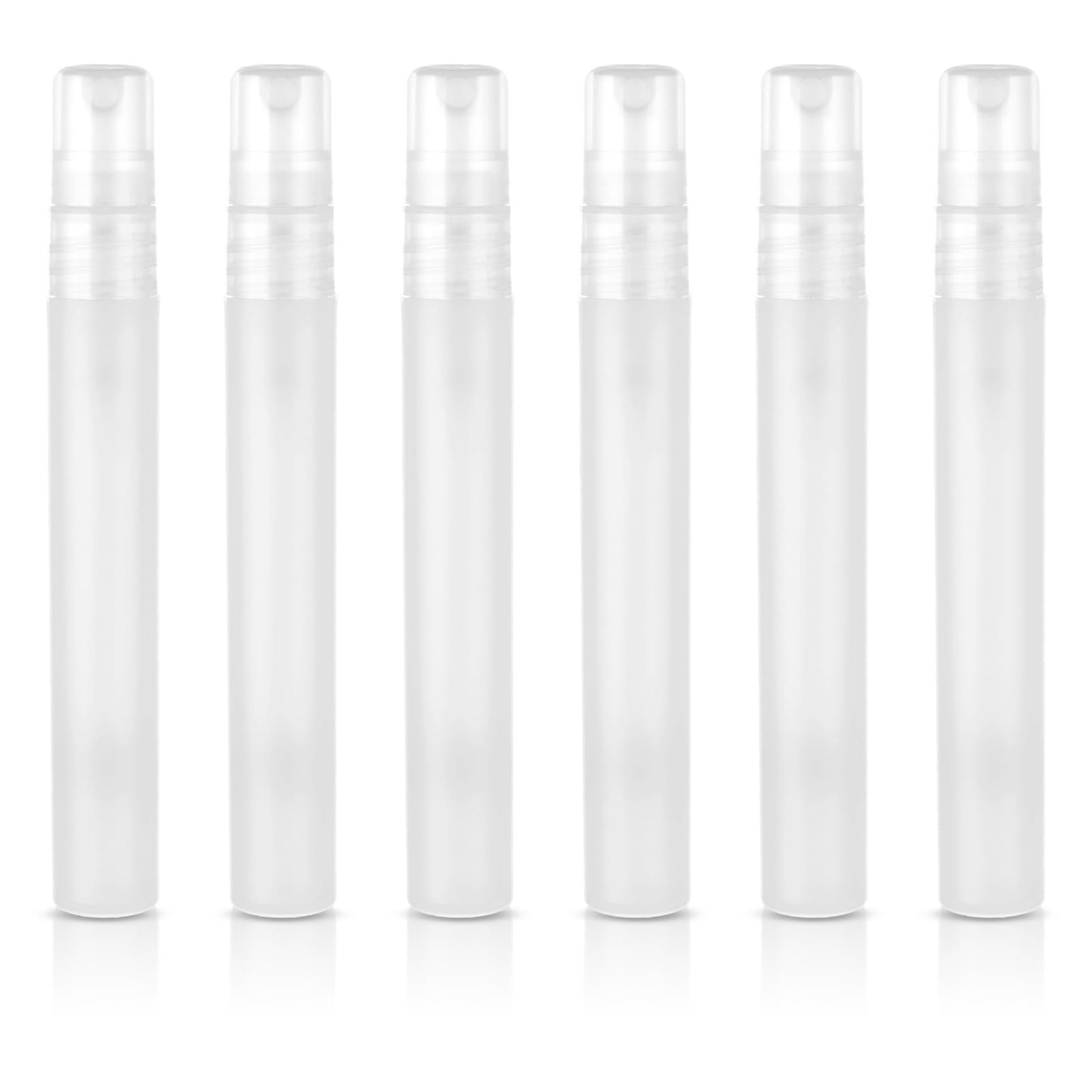 Amaxiu Mini Portable Spray Bottles, Refillable Perfume Bottle Travel Size Small Empty Sample Container Plastic Frosted Atomizer for Water Perfume Hair, 6Pcs, 10ml/0.34 oz(Transparent)
