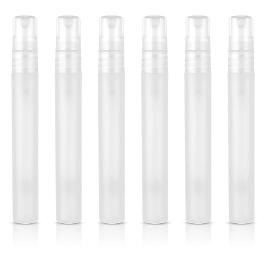 Amaxiu Mini Portable Spray Bottles, Refillable Perfume Bottle Travel Size Small Empty Sample Container Plastic Frosted Atomizer for Water Perfume Hair, 6Pcs, 10ml/0.34 oz(Transparent)