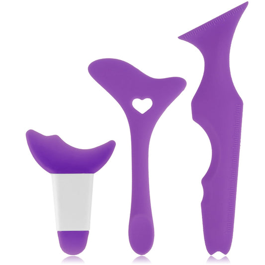 Jeffdad Eyeliner Template, 4 Pieces Reusable Silicone Eyeliner Mascara Eyeshadow Lipstick Applicator Multifunctional Eye Guide Makeup Tool, Eyeliner Aid for Beginners and Professionals (purple)