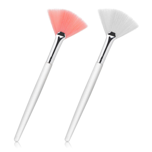 Bewudy 2 Pcs Fan Brush, Facial Brushes Fan Mask Brushes, Soft Facial Applicator Brushes, Peel Glycolic Mask Makeup Makeup Brushes Mask Acid Applicator for Mud Cream Makeup Peel