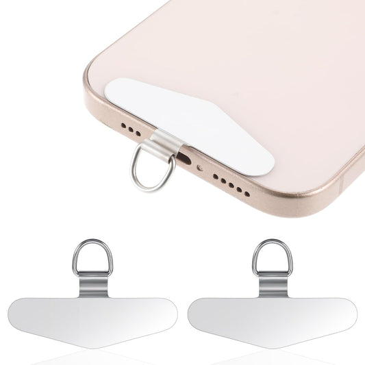 HJZHII Pack of 2 Stainless Steel Mobile Phone Chain Universal Pads, Mobile Phone Chain Universal Tether Tabs, Mobile Phone Chain Holder Lanyard Patch Anti-Theft Mobile Phone Strap Pads for Most Phones
