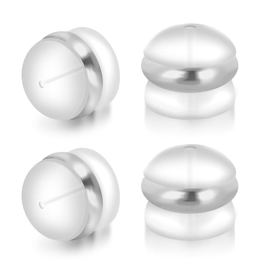 Amaxiu 50Pcs Resin Earring Backs, Silver Clear Earring Backings Locking Secure Stopper Replacement Soft Earring Stoppers Safety Back Pads Backstop for Studs Hoops Adult Kids(Silver)