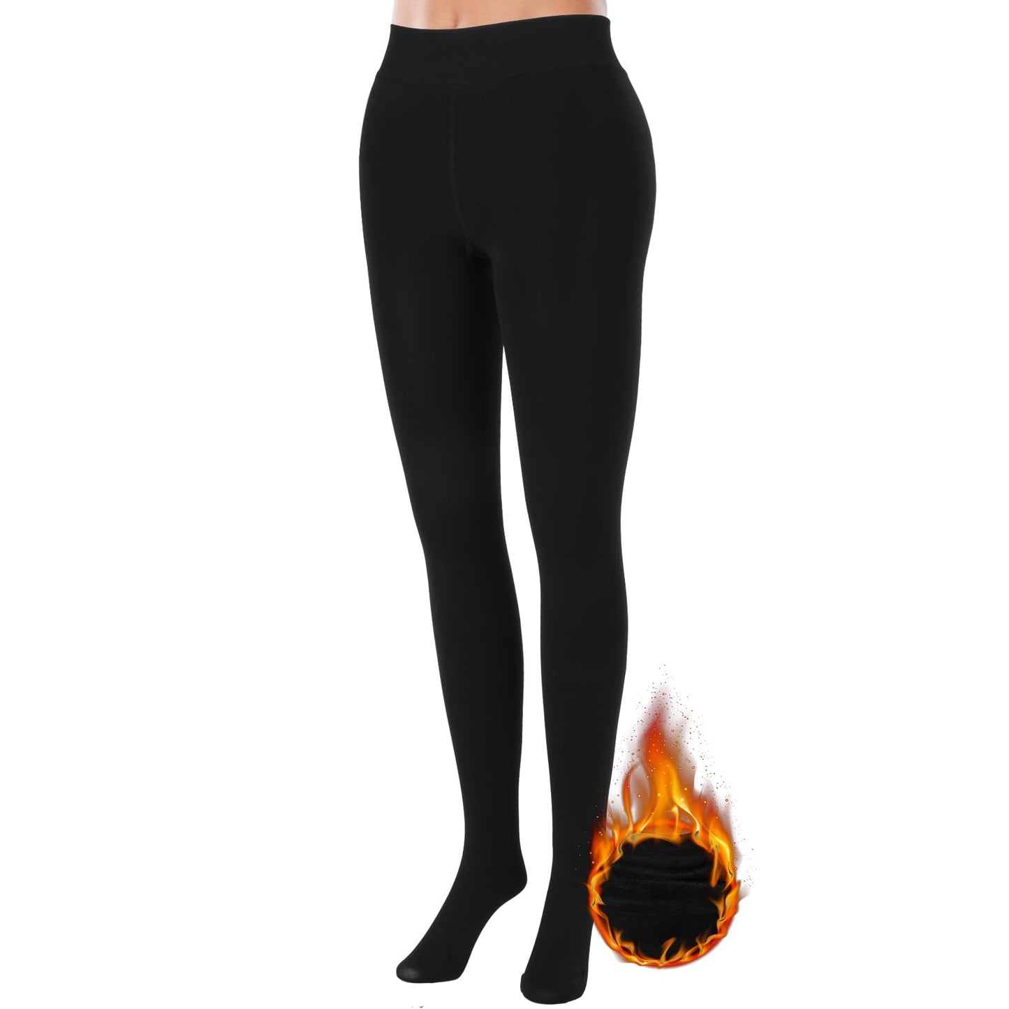 simarro Women's Fleece Lined Tights, Winter Thermal Leggings High Elasticity Slim Tights Translucent Pantyhose Thick Fleece Tights High Waisted Warm Fleece Tights for Women (Black)