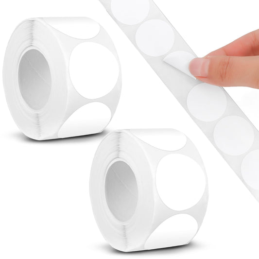 cobee 1 Inch White Round Label Stickers, 1000 Pcs Coding Dot Labels Stickers Self Adhesive Blank Circle Stickers Writable Circle Dot Stickers Used for Family Classroom Office(White)