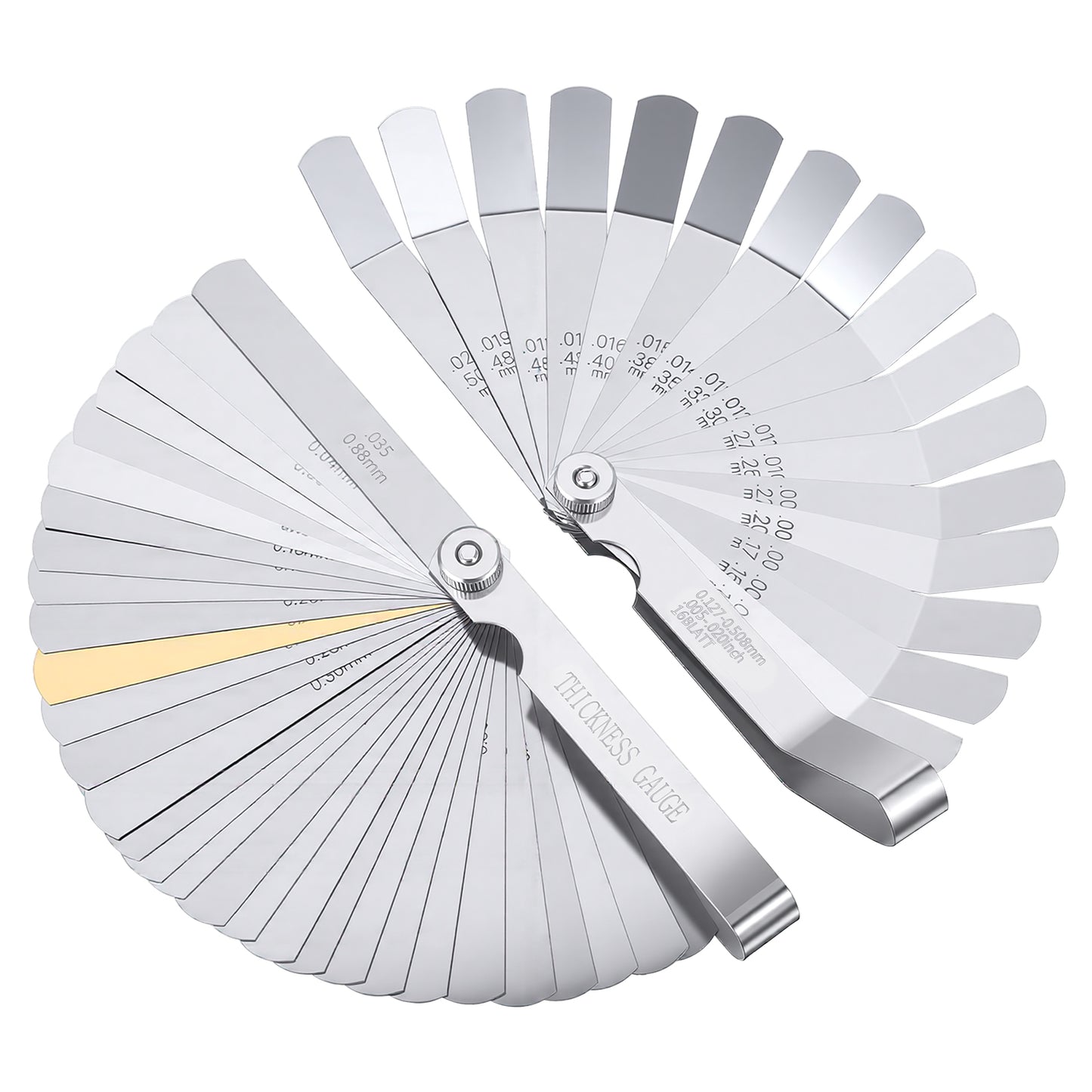 IANFAN Feeler Gauges Set, 32 Blades Tapered and 16 Blades Offset Feeler Gauge Dual Marked Metric and SAE FeelerGauges Measuring Tools StainlessSteel Filler GaugeSet for Plug Valve Piston Guitar