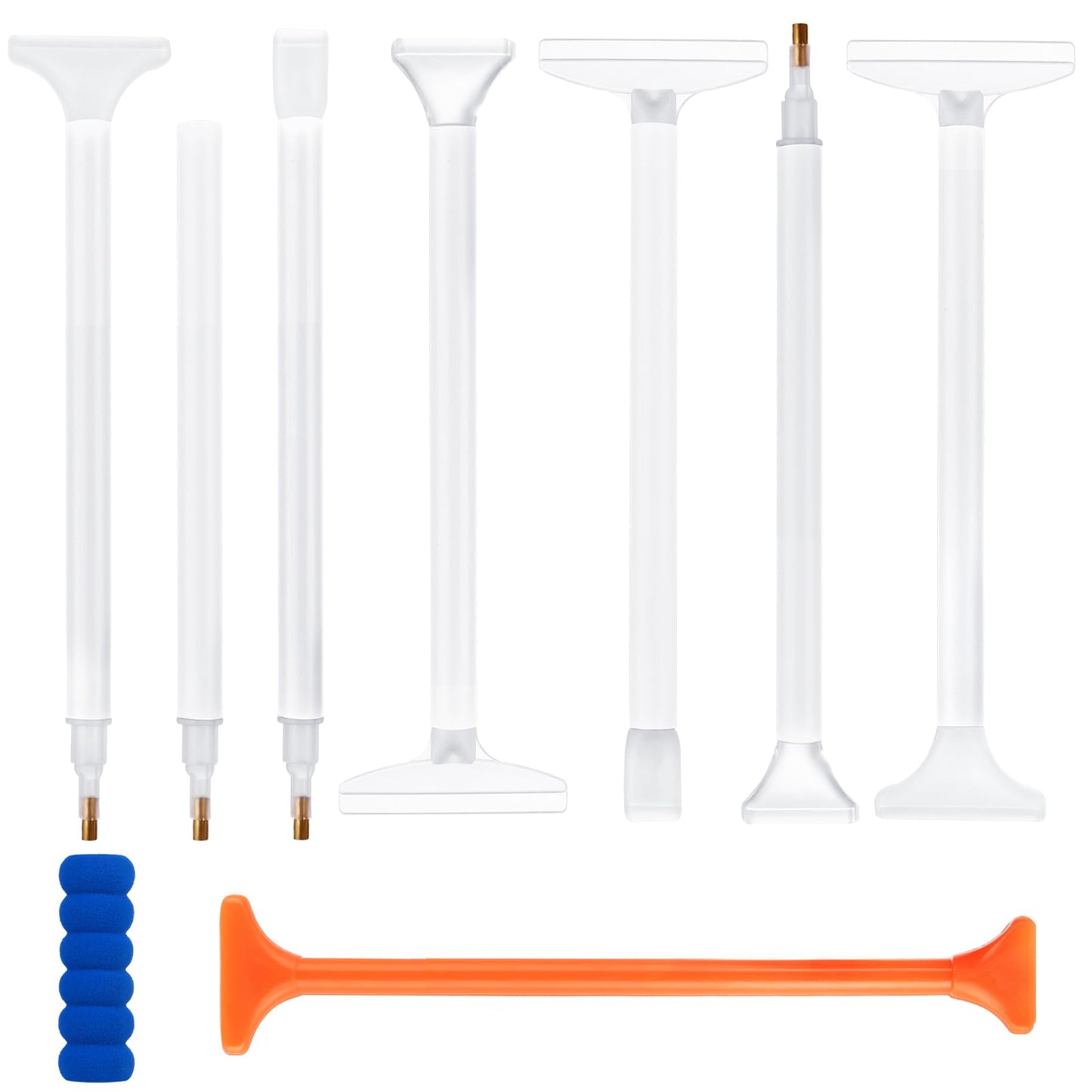 8 Pcs Diamond Paint Pens 5D DIY Diamond Embroidery Pen Diamond Paint Tools Pen Drawing Point Drill Pen Diamond Art Tools Pen with Rubber Sleeve Correction Pen for Diamond Crafts (Transparent)