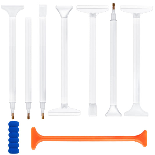 8 Pcs Diamond Paint Pens 5D DIY Diamond Embroidery Pen Diamond Paint Tools Pen Drawing Point Drill Pen Diamond Art Tools Pen with Rubber Sleeve Correction Pen for Diamond Crafts (Transparent)