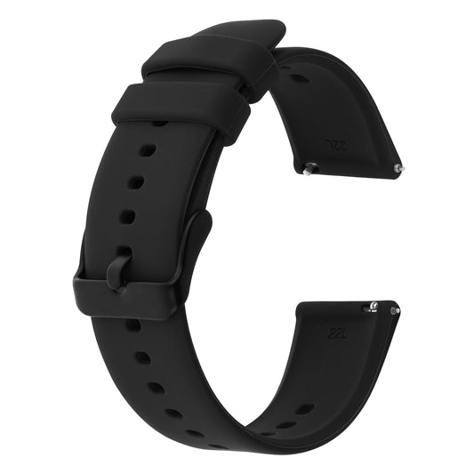 Giantree Silicone Watch Bands, Quick Release Waterproof Soft Rubber Replacement Straps with Silver Plated Stainless Steel Buckle Compatible with Smart Watch Sport Watch for Men Women (20mm, Black)