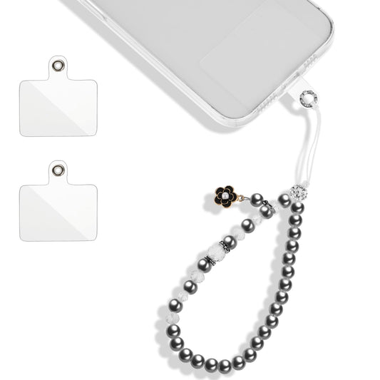Giantree Universal phone Lanyard, Cell Phone Pearl Chain with 2Pcs Back Patch Phone Charms Wrist Strap Fit for Most Cell Phones & Phone Case (Color 6)