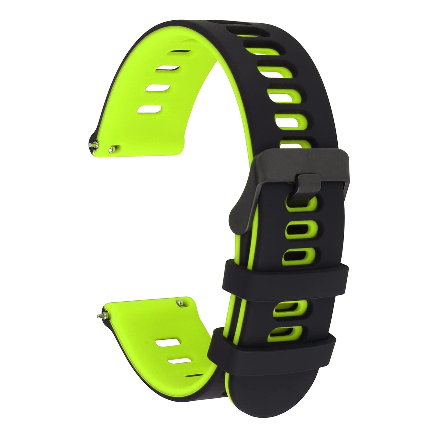 cobee Silicone Rubber Watch Bands, Quick Release Sport Watch Replacement Straps, Universal Smart Watchband with Black Stainless Steel Buckle Compatible with 20mm/22mm for Men Women(20mm, Black-Green)