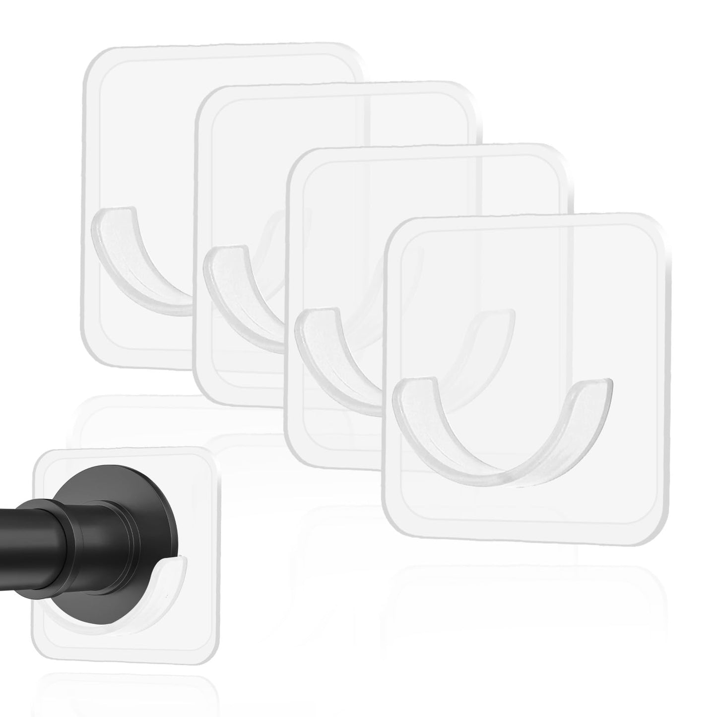 Molain Adhesive Shower Curtain Rod Holder, 4Pcs Shower Curtain Holder for The Wall No Drilling Transparent Shower Rod Holder Invisible Curtain Rod Support Shower Rod Retainer Tension Bracket