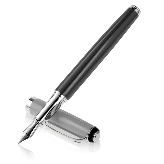 Amaxiu Aesthetics Metal Fountain Pen, Extra Fine Point Calligraphy Pen 0.5mm Writing Pen Compatible with 3.4mm Ink Cartridges Luxury Business Pen for Calligraphy Journaling Office School Gift (Grey)