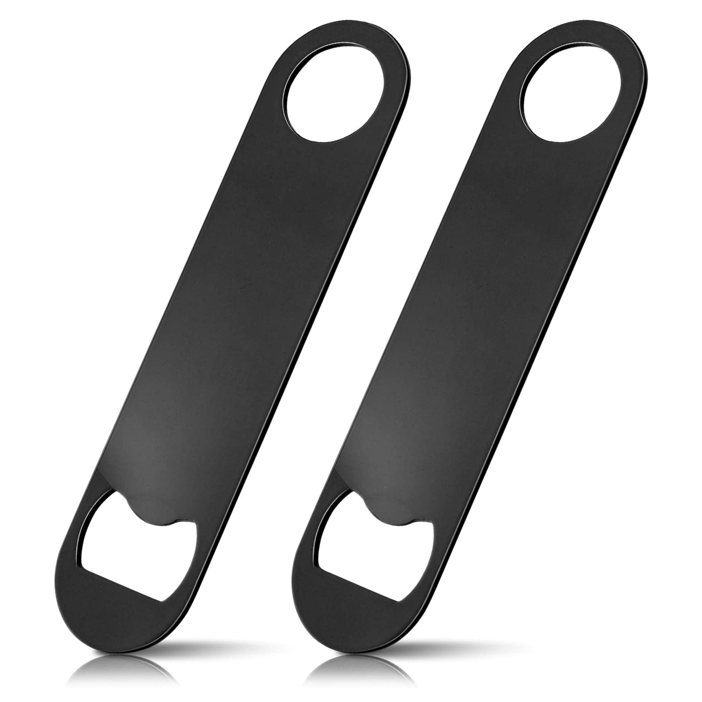 TIESOME Stainless Steel Beer Bottle Openers, 2 Pcs Beer Bottle Opener Flat Bottle Opener Bar Bottle Opener Sturdy and Durable for Bar Kitchen Restaurant 12.5 x 3 cm(Black)