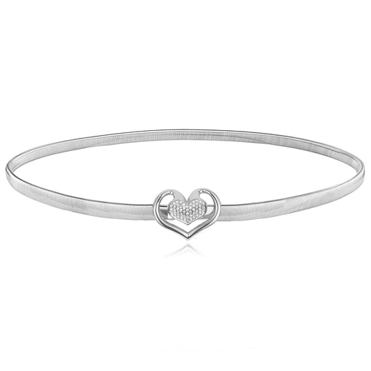 Andibro Women Skinny Metal Waist Belt, Elastic Heart Shaped Rhinestone Chain Belt Crystal Rope Belt for Dress(Silver)