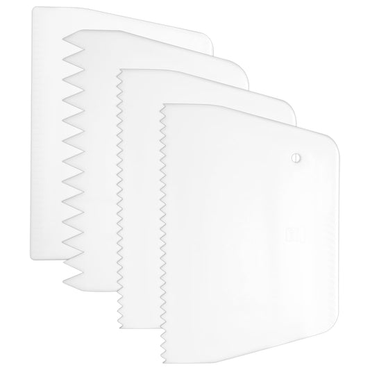 JJUNW 4Pcs Cake Scraper Cake Smoother, Cake Decorating Tools Dough Scraper, Glue Spreader Plastic Trowel Plastic Scraper, Adhesive Spreader for Cake Bread Dough Food Baking Birthday DIY Kitchen