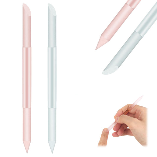 Giantree Glass Cuticle Pusher, 2 Pcs Nail Cuticle Remover Tool, Double Head Nail File Manicure Cuticle Stick Women Professional Cuticle Glass Polisher for Natural Nails Cuticles Care(Transparent+Pink)