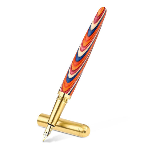 Andibro Vintage Wooden Fountain Pens, Brass Wood Fountain Pen 0.5mm Fine Point Pen Fancy Pens Smooth Writing Compatible with 2.6 mm Ink Cartridges for Journaling Office School Supplies (C)