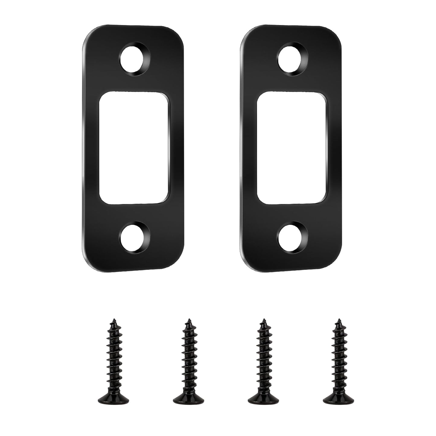 Amabro Deadbolt Strike Plate, 2pcs 1" x 2-1/4" Round Corner Stainless Steel Door Restorer Strike Backplate with 4pcs Screws Fix Dead Bolt Misalignment Universal All Square Deadbolt Locks