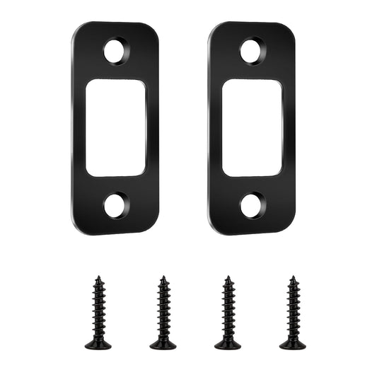 Amabro Deadbolt Strike Plate, 2pcs 1" x 2-1/4" Round Corner Stainless Steel Door Restorer Strike Backplate with 4pcs Screws Fix Dead Bolt Misalignment Universal All Square Deadbolt Locks
