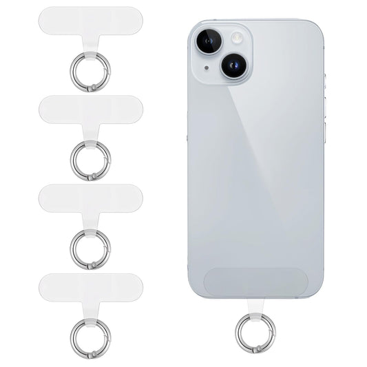 HJZHII Pack of 4 TPU Material Mobile Phone Chain Universal Tether Tabs, 6 x 1.6 cm Mobile Phone Chain Holder Lanyard Patch, Mobile Phone Anti-Theft Mobile Phone Strap Pads with Metal Ring for Most