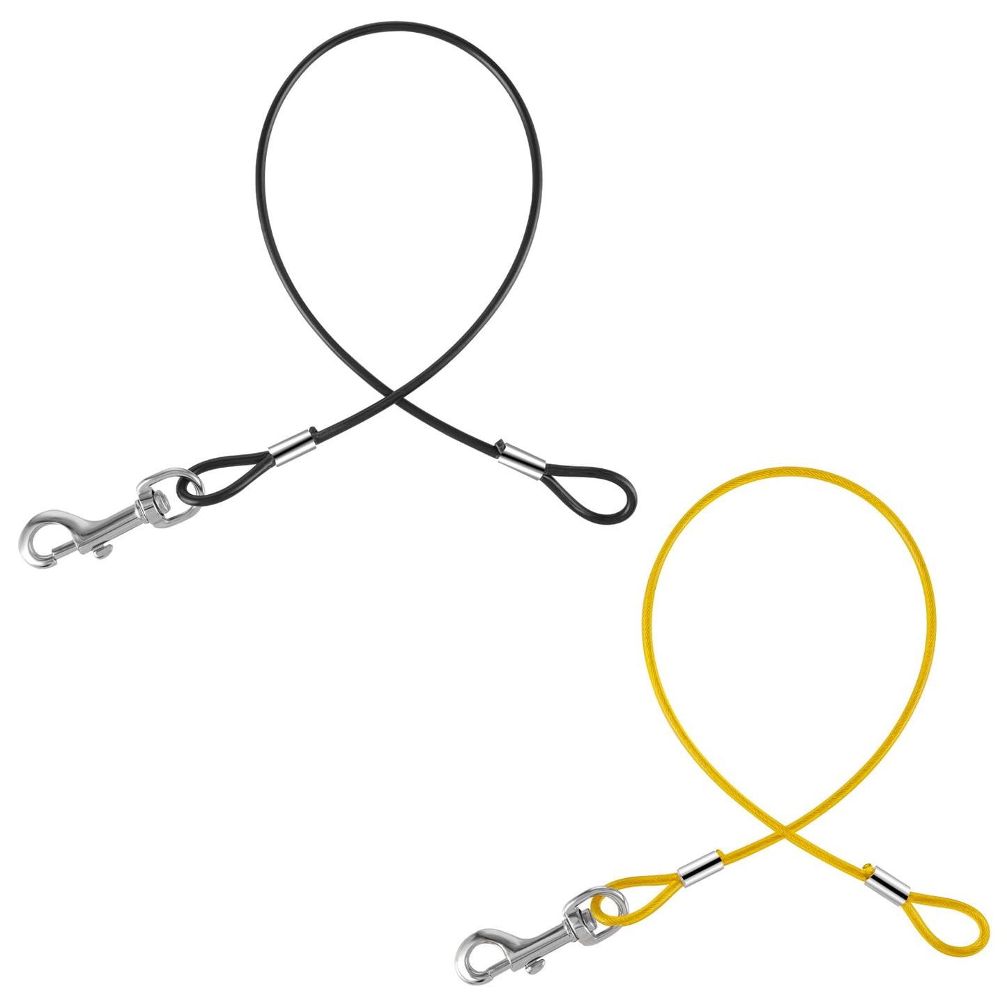 Giantree 2 Pcs Chew Proof Dog Leash Extension Metal Cable Leas, 24" Heavy Duty Dog Leash Extender for Large and Medium Dog Training Walking Running Non-Tangle Connect Leash No Chew Dog Leash Extension