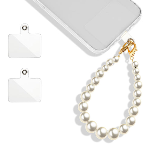 Giantree Universal Phone Lanyard, Cell Phone Pearl Chain with 2Pcs Back Patch Phone Charms Wrist Strap Fit for Most Cell Phones & Phone Case (Color 1)
