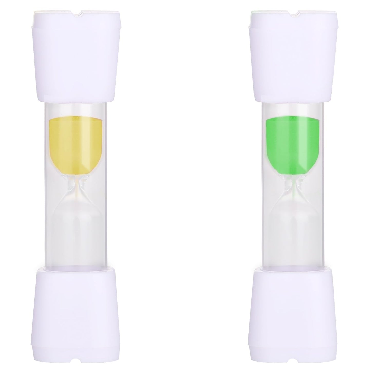 simarro Sand Timer, 2Pcs Colorful Hourglass Glass Acrylic Covered Clock Timers 3Min Mini Cute Hourglass Timer for School Classroom Home Room Cooking Game(Yellow+Green)