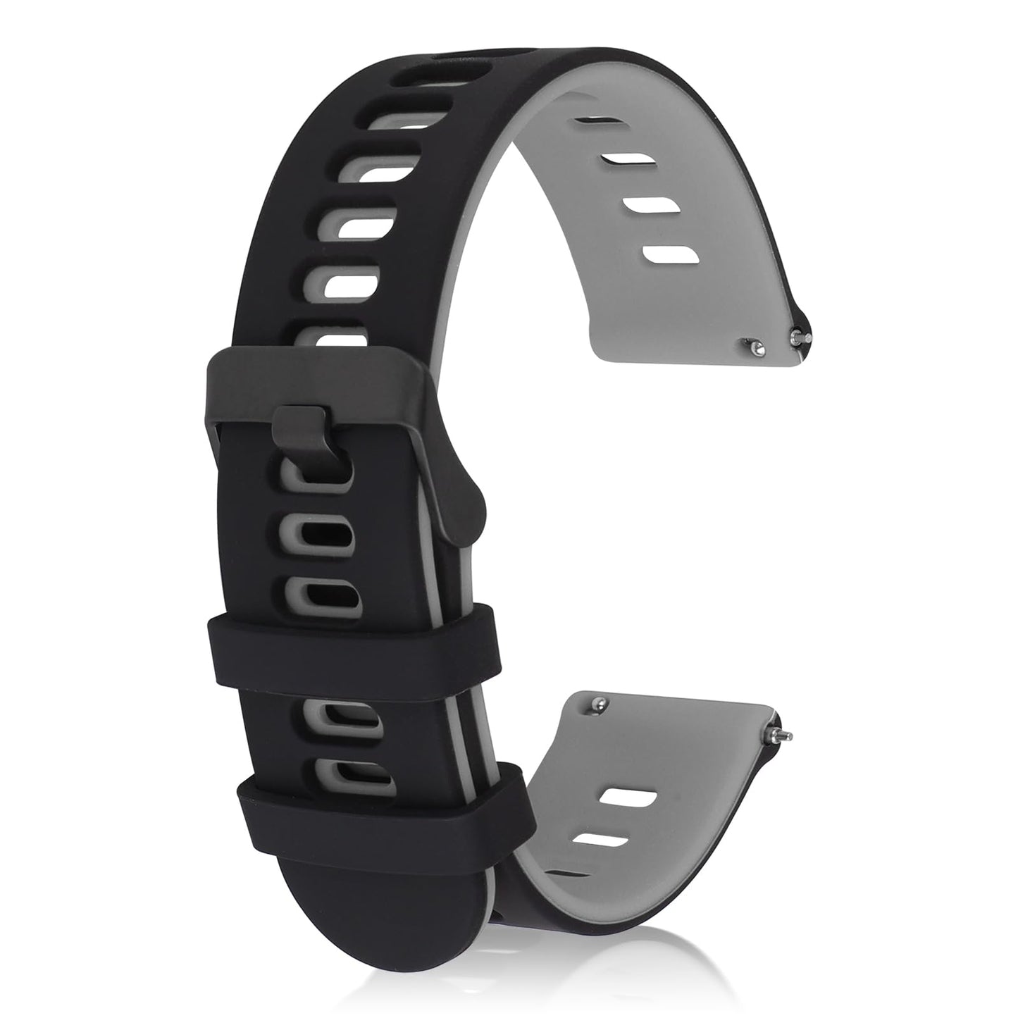 Amaxiu Silicone Watch Bands Quick Release Sport Watchbands Universal Replacement Watch Straps for Men Women, Black Buckle(Black Gray, 20mm)