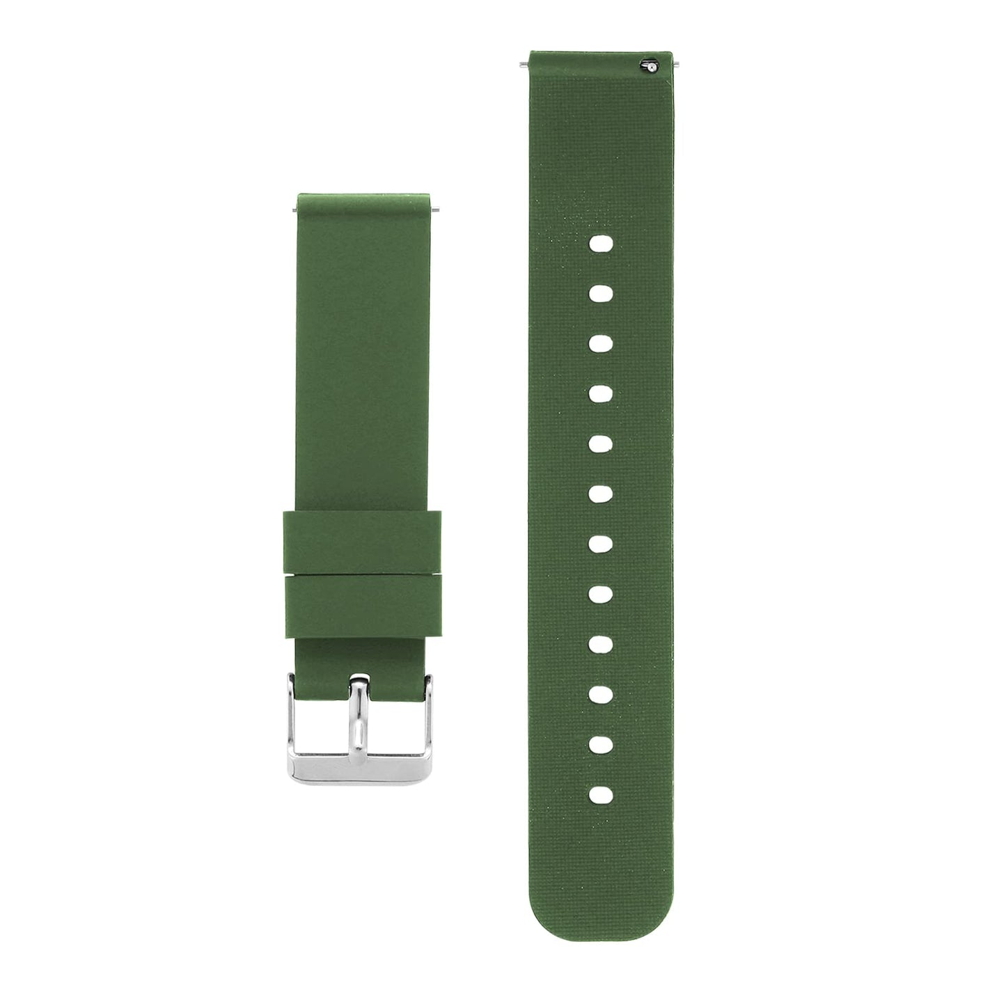 cobee Silicone Watch Bands - Quick Release Waterproof Soft Rubber Replacement Straps with Silver Plated Stainless Steel Buckle (20mm-ArmyGreen)