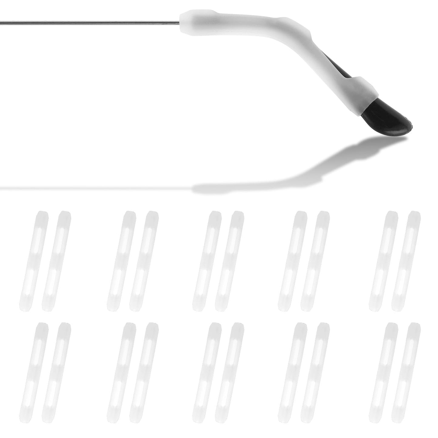 TIESOME 10Pairs Eye Glasses Ear Grippers, Eyeglass Ear Cushion, Anti Slip Glasses Grip Stop Glasses Accessories from Sliding (White)