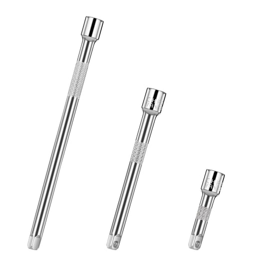 Molain 3Pcs 1/4inch Socket Extension Set, Drive Extension Bar Set includes 2''/50mm, 4''/100mm, and 6''/150mm Inch Extensions Chrome Vanadium Steel Durable Material