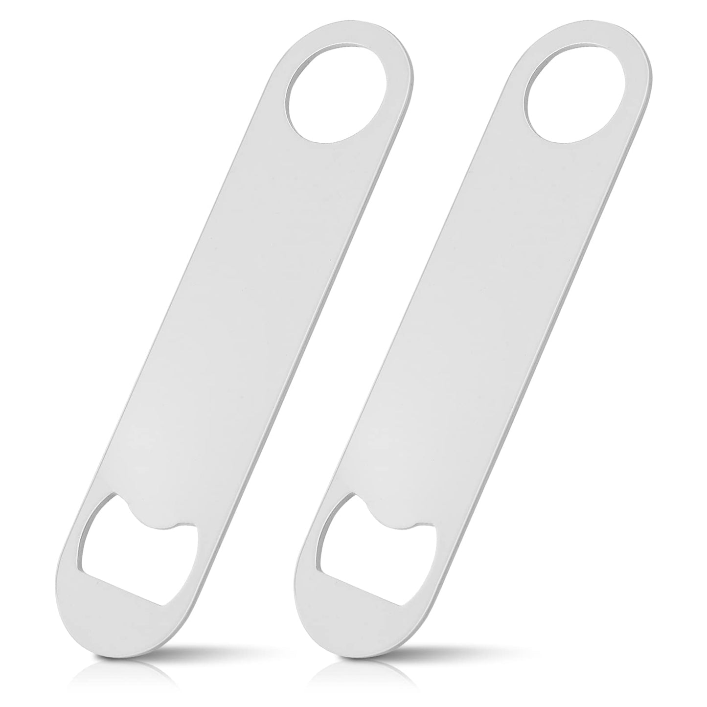TIESOME Stainless Steel Beer Bottle Openers, 2 Pcs Beer Bottle Opener Flat Bottle Opener Bar Bottle Opener Sturdy and Durable for Bar Kitchen Restaurant 12.5 x 3 cm(Silver)