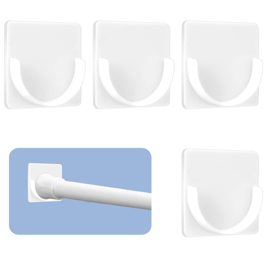 Molain 4Pcs Adhesive Shower Rod Holders, No Drilling Curtain Rod Bracket Waterproof Shower Curtain Holder for The Wall Shower Rod Retainer Tension Bracket