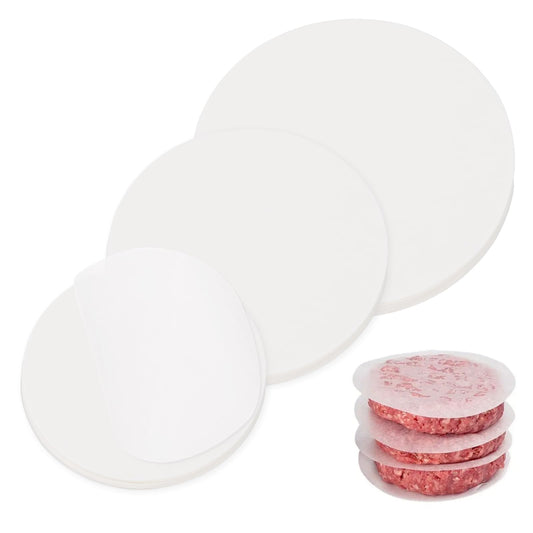 Molain 150Pcs Unbleached Parchment Paper, 4/5/6in Burger Patty Paper Non-Stick Baking Wax Paper Sheets for Seperating Patty, Cookies, Baking, Wrapping Candies, BBQ (Round)