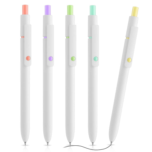 cobee Aesthetic Ballpoint Pens, 0.5mm Retractable Gel Ink Pens Cute Ball Point Pen Black Ink Smooth Writing Pens Pastel Roller Ball Pens for School Office Gift Supplies 5 PCS (Minimalism)
