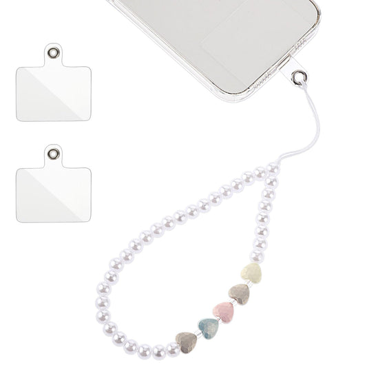 Giantree Universal phone Lanyard, Cell Phone Pearl Chain with 2Pcs Back Patch Phone Charms Wrist Strap Fit for Most Cell Phones & Phone Case (Color 7)