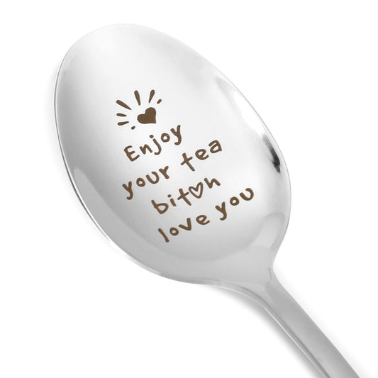 Jeffdad Best Friends Friendship Gifts Spoon for Women Girls Enjoy Your Coffee Spoons Gifts for Bestie Female Friends Coffee Tea Lover Gift Christmas Birthday Gift(Tea)