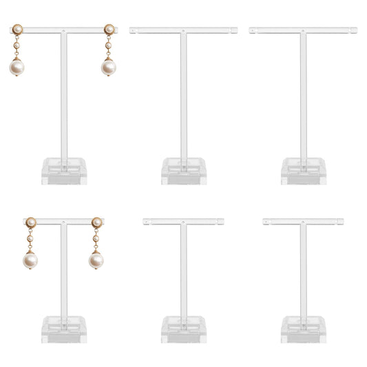 Jeffdad 6 Pcs Acrylic Earrings Display Clear Earring Display Holder T Bar Earring Organizer Tree Stand Hanging Jewelry Organizer for Necklaces Bracelet Earrings Ewelry Props Show(transparent)