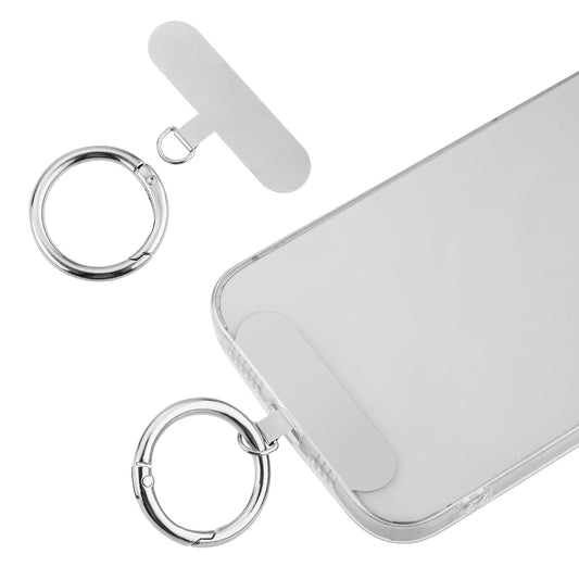 Amaxiu Cell Phone Tether Tabs, 2pcs Stainless Steel Phone Patches with Spring Clasp Ultra Thin 0.2mm Cell Phone Lanyard Tether Pads Compatible with Smartphones in full coverage phone case(Silver)