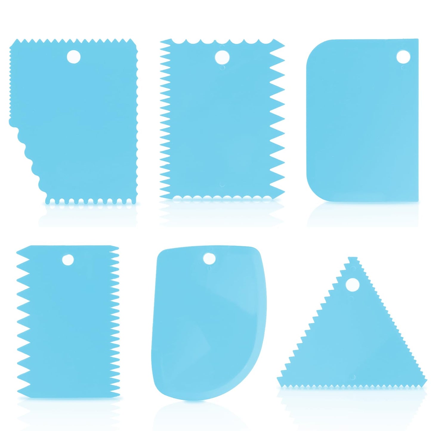 Amabro 6 Pcs Plastic Clay Scraper, Pottery Tools Plastic Clay Scraper Set Carved Soft Clay Sculpture Knife Industrial Clay Scraper Sculpture Tool for Professionals Pottery Enthusiast(Blue)