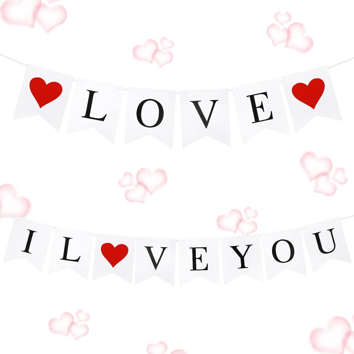 TIESOME Valentines Day Letters Banners, Valentine's Day Decoration Banner Letters Bunting for Anniversary Engagement Weddings Decor