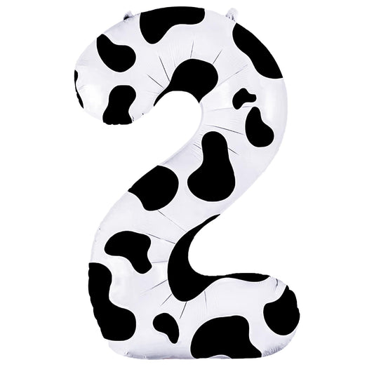 Bewudy 40in Cow Balloons, 40 Inch Cowprint Balloons Number 2 Balloon, Cowgirl Theme Number Balloons for 2nd Birthday Party, Farm Animal Birthday Decorations for kids(Number 2)